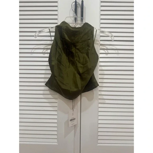 Reformation Sera Silk Two Piece Set Green Halter Crop Top Maxi Skirt - Picture 7 of 7